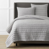 Premium Breathable Washed Linen Solid Quilt - Gray, Full/Queen,Gray