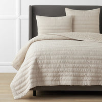 Premium Breathable Washed Linen Solid Quilt - Linen, Full/Queen,Linen