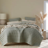 Premium Breathable Washed Linen Solid Quilt - Moss, Full/Queen,Moss
