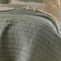 Premium Breathable Washed Linen Solid Quilt - Moss, Full/Queen,Moss