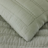 Premium Breathable Washed Linen Solid Quilt - Moss, Full/Queen,Moss