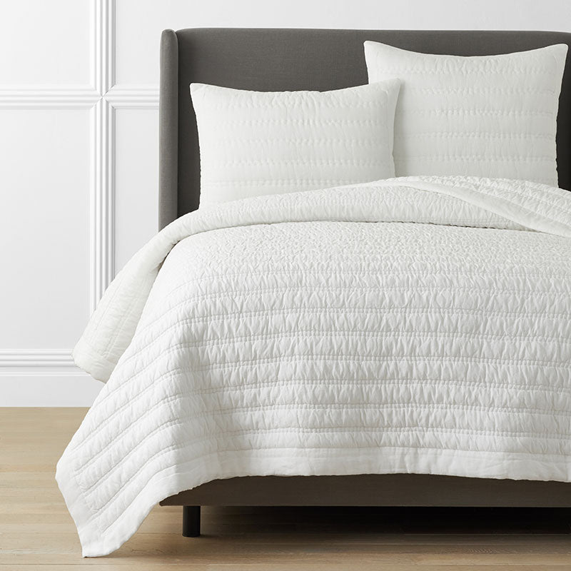 Premium Breathable Washed Linen Solid Quilt - White, Twin/Twin XL,White