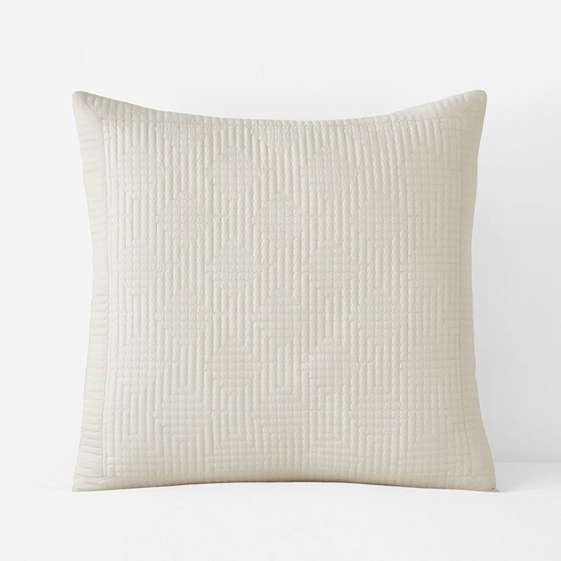 Premium Smooth Cotton Sateen Solid Quilted Sham - Cream, Euro,Cream
