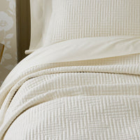 Premium Smooth Cotton Sateen Solid Quilted Sham - Cream, Standard,Cream
