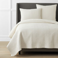 Premium Smooth Cotton Sateen Solid Quilt - Cream, Full/Queen,Cream