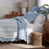 Scallop Quilted Sham - Blue Sea, Standard,Blue Sea