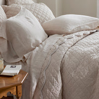 Scallop Quilted Sham - Linen, Standard,Linen
