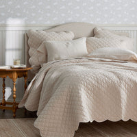 Scallop Quilted Sham - Linen, Standard,Linen