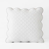 Scallop Quilted Sham - White, Euro,White