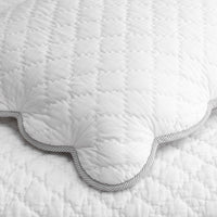 Scallop Quilted Sham - White, Standard,White