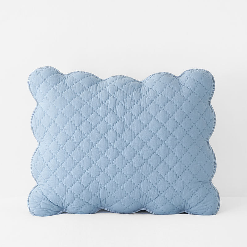 Scallop Quilted Sham - Blue Sea, Standard,Blue Sea