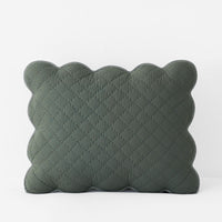 Scallop Quilted Sham - Forest Green, Standard,Forest Green