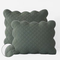 Scallop Quilted Sham - Forest Green, Standard,Forest Green