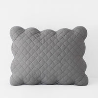 Scallop Quilted Sham - Gray, Standard,Gray