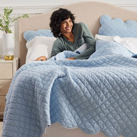 Scallop Quilt - Blue Sea, Full/Queen,Blue Sea
