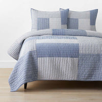 Stripe Block Yarn-Dyed Patchwork Quilt - Blue, Twin/Twin XL,Blue