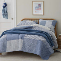 Stripe Block Yarn-Dyed Patchwork Quilt - Blue, Twin/Twin XL,Blue