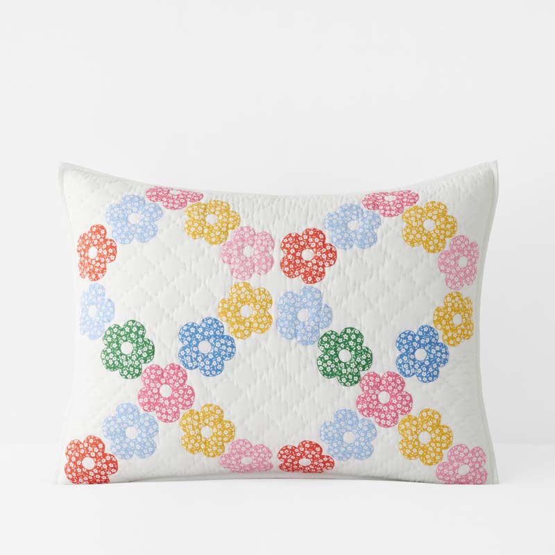 Daisy Patch Quilted Sham - White Multi, Standard,White Multi