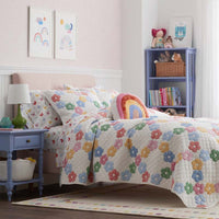 Daisy Patch Quilted Sham - White Multi, Standard,White Multi