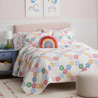Daisy Patch Quilted Sham - White Multi, Standard,White Multi