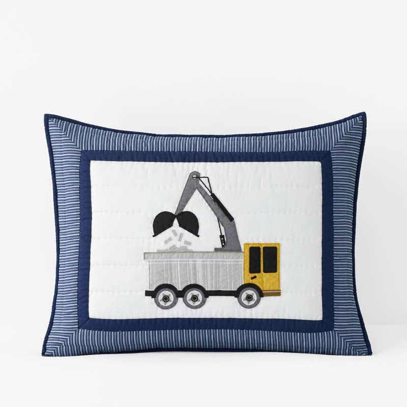 Construction Builders Quilted Sham - Blue Multi, Standard,Blue Multi