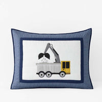 Construction Builders Quilted Sham - Blue Multi, Standard,Blue Multi