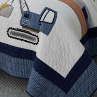 Construction Builders Quilted Sham - Blue Multi, Standard,Blue Multi