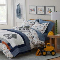 Construction Builders Quilted Sham - Blue Multi, Standard,Blue Multi