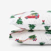 Holiday Print Classic Cool Cotton Percale Pillowcase Set - Holiday Haul, Standard,Holiday Haul