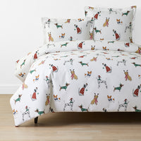 Holiday Print Classic Cool Cotton Percale Duvet Cover - Holiday Pups, Twin/Twin XL,Holiday Pups