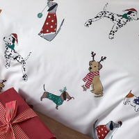 Holiday Print Classic Cool Cotton Percale Duvet Cover - Holiday Pups, Twin/Twin XL,Holiday Pups