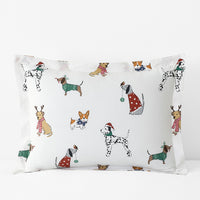 Holiday Print Classic Cool Cotton Percale Sham - Holiday Pups, Standard,Holiday Pups