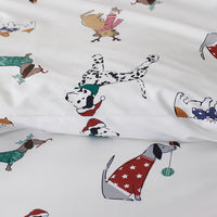Holiday Print Classic Cool Cotton Percale Bed Sheet Set - Holiday Pups, Twin XL,Holiday Pups