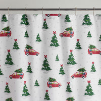 Holiday Print Classic Cool Cotton Percale Shower Curtain - Holiday Haul,Holiday Haul