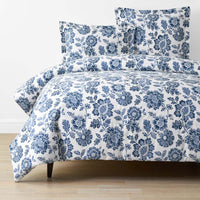 Floral Indigo Garden Classic Cool Cotton Percale Duvet Cover - Blue, Full/Queen,Blue