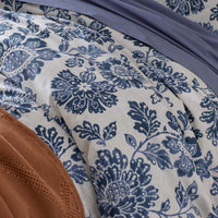 Floral Indigo Garden Classic Cool Cotton Percale Duvet Cover - Blue, Full/Queen,Blue
