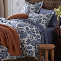 Floral Indigo Garden Classic Cool Cotton Percale Sham - Blue, Standard,Blue