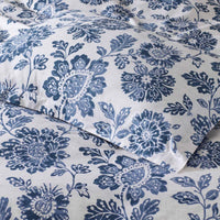 Floral Indigo Garden Classic Cool Cotton Percale Sham - Blue, Standard,Blue
