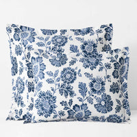Floral Indigo Garden Classic Cool Cotton Percale Sham - Blue, Standard,Blue