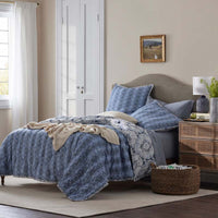 Royal Mirage Reversible Quilted Sham - Blue, Standard,Blue