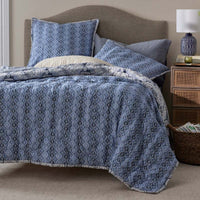 Royal Mirage Reversible Quilted Sham - Blue, Standard,Blue
