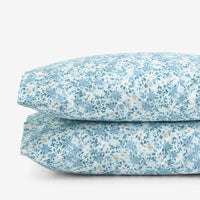 Joyful Floral Classic Smooth Sateen Pillowcase Set - Blue, Standard,Blue
