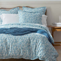 Joyful Floral Classic Smooth Sateen Pillowcase Set - Blue, Standard,Blue