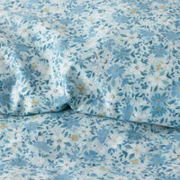 Joyful Floral Classic Smooth Sateen Pillowcase Set - Blue, Standard,Blue