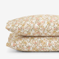 Joyful Floral Classic Smooth Sateen Pillowcase Set - Gold, Standard,Gold