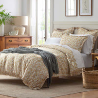 Joyful Floral Classic Smooth Sateen Pillowcase Set - Gold, Standard,Gold
