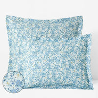 Joyful Floral Classic Smooth Sateen Sham - Blue, Standard,Blue