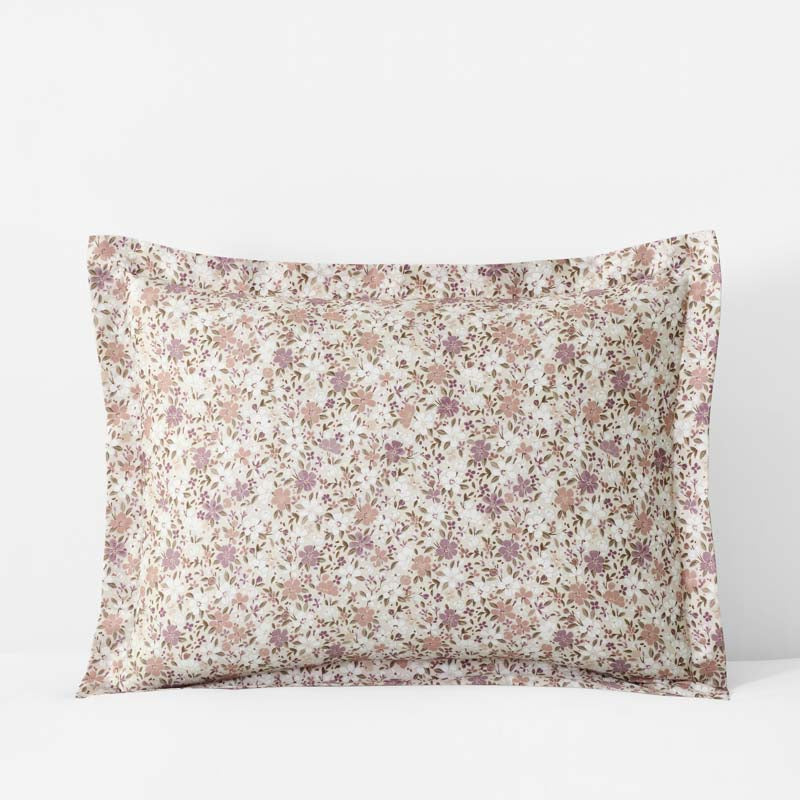 Joyful Floral Classic Smooth Sateen Sham - Beige, Standard,Beige