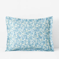 Joyful Floral Classic Smooth Sateen Sham - Blue, Standard,Blue