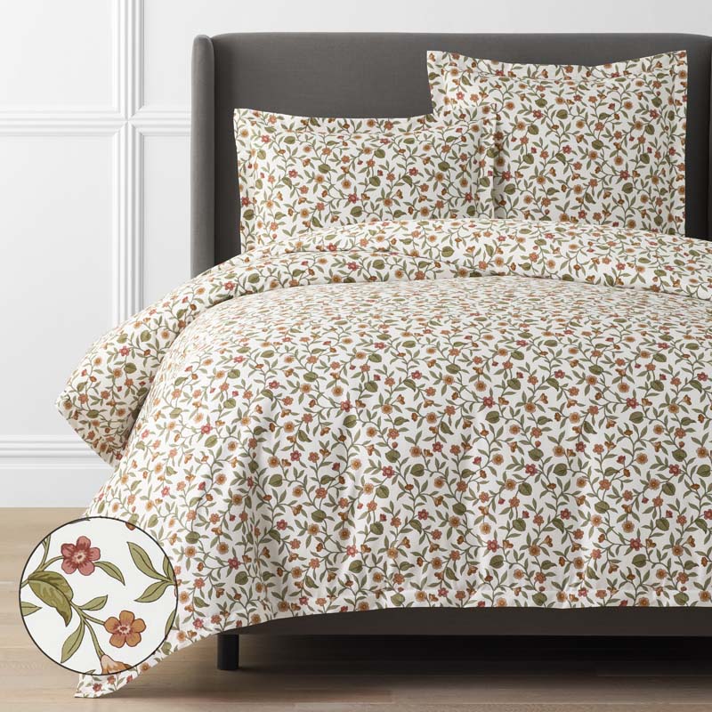 Garden Florals Premium Smooth Wrinkle-Free Sateen Duvet Cover - Cream Multi, Twin/Twin XL,Cream Multi